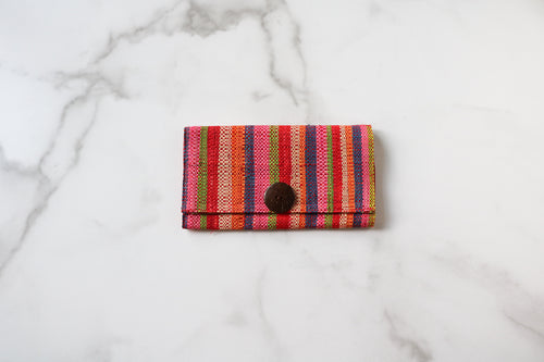 Madagascar Woven Wallet: Orange, Pink and Blue Striped
