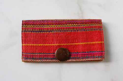 Madagascar Woven Wallet: Yellow and Pink Stripe Style #4