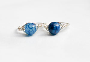 Blue Crackle Agate Ring