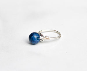 Blue Crackle Agate Ring