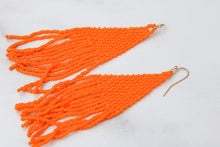 Load image into Gallery viewer, Go Tennessee Beaded Fringe Earrings - Large