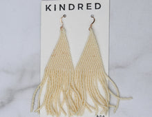 Load image into Gallery viewer, Cream Large Beaded Fringe Earrings